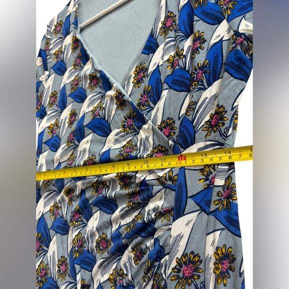 Boden Ruth Faux Wrap Dress Blue Botanical Sz 10 Long workwear business casual - Picture 9 of 12